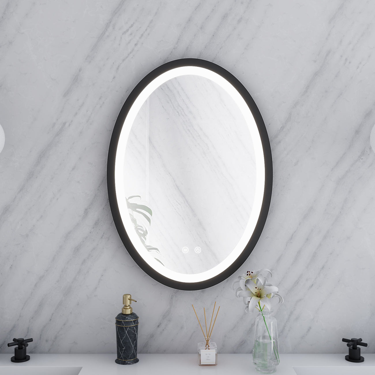 Maidstone Aydin 20 by 28 Inch Oval Lighted Mirror with Anti-Fog