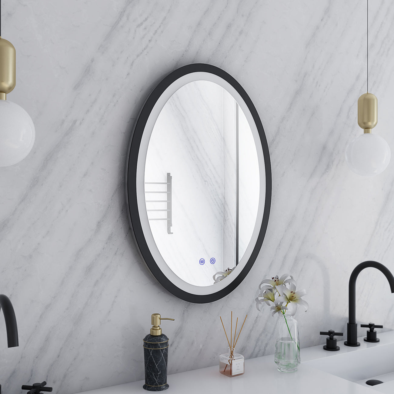 Maidstone Aydin 20 by 28 Inch Oval Lighted Mirror with Anti-Fog
