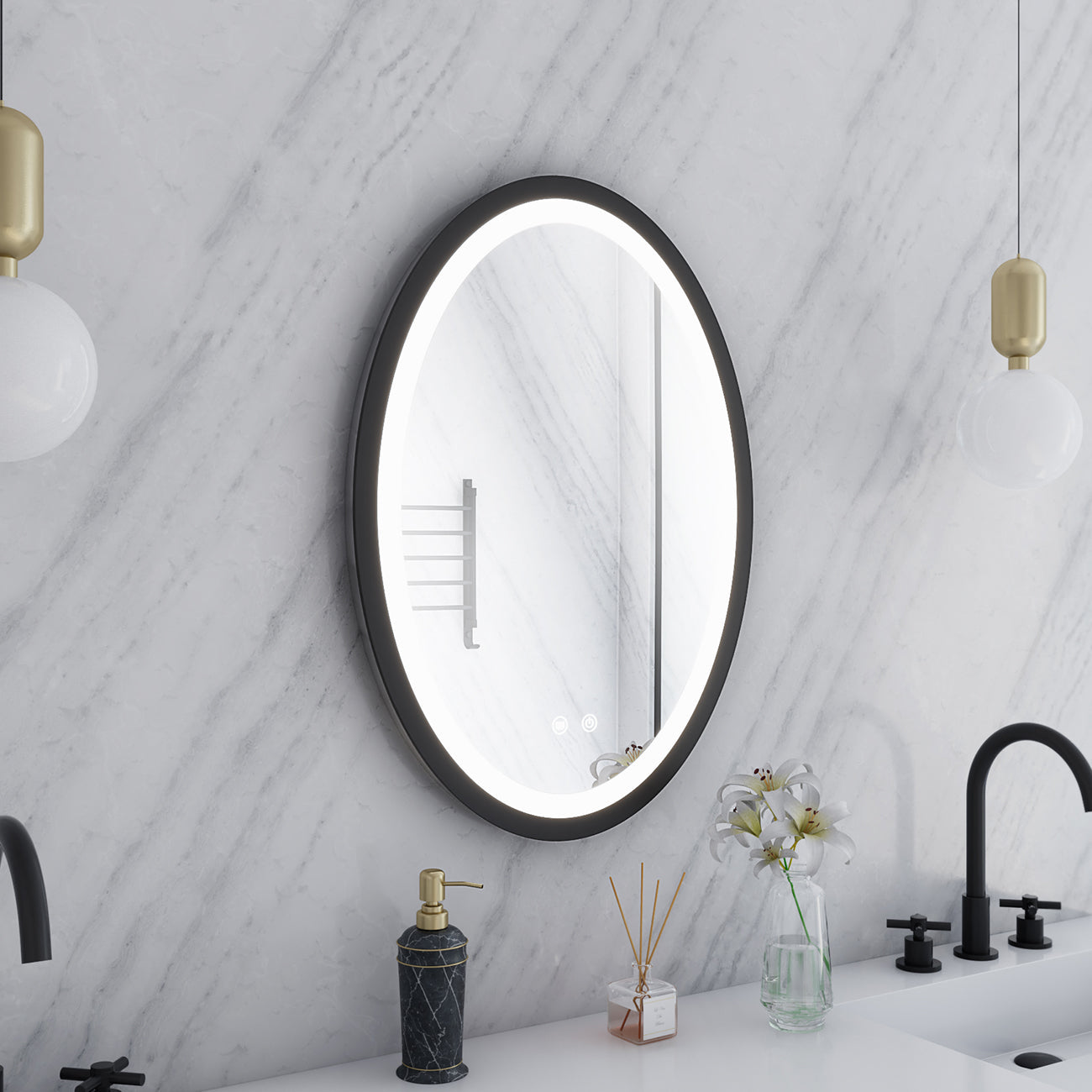 Maidstone Aydin 20 by 28 Inch Oval Lighted Mirror with Anti-Fog