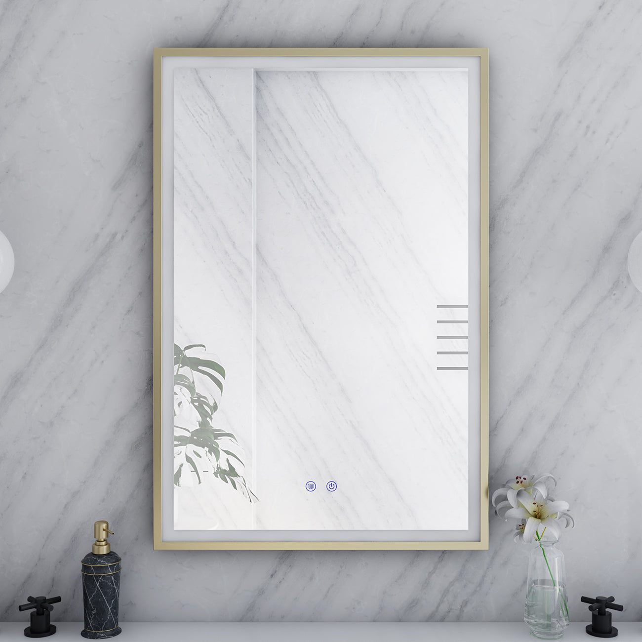 MAIDSTONE Aydin 24 by 36 Inch Rectangle Lighted Mirror with Anti-Fog
