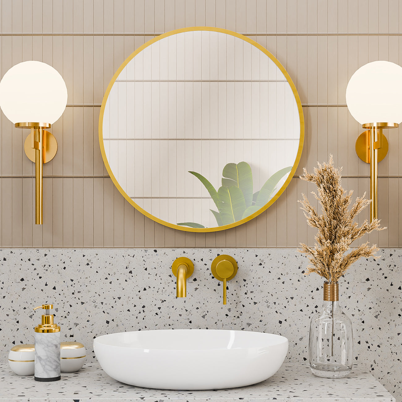 MAIDSTONE Eria 24 by 24 Inch Round Mirror