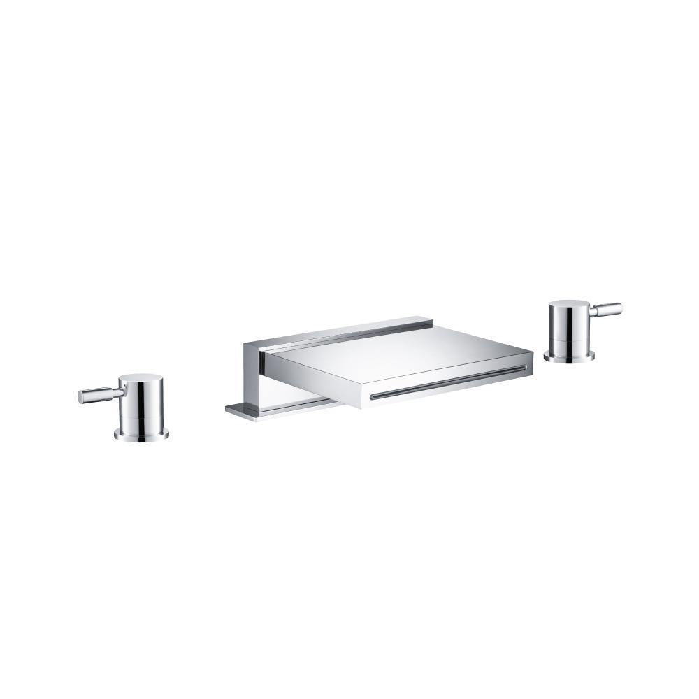 Flusso 100.2410CF 3 Hole Deck Mount Cascade/Sheet Flow Roman Tub Faucet