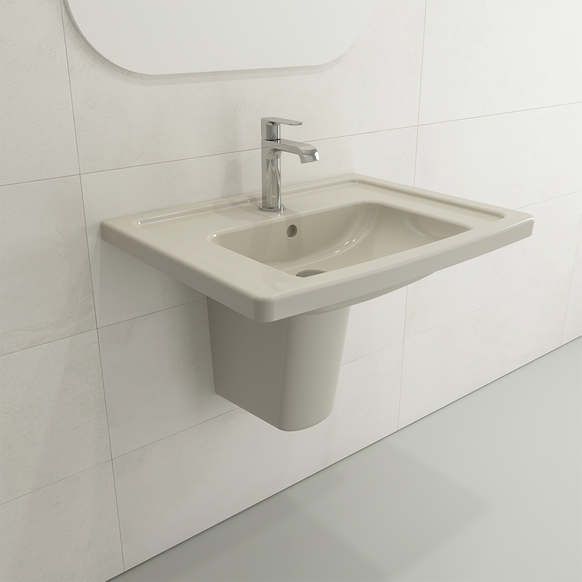 Taormina Wall-Mounted Sink Basin Fireclay 26.25 in. 1-Hole with Overflow 1007