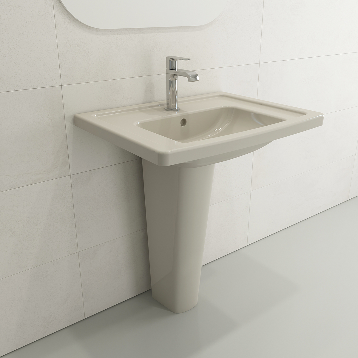 Taormina Wall-Mounted Sink Basin Fireclay 26.25 in. 1-Hole with Overflow 1007