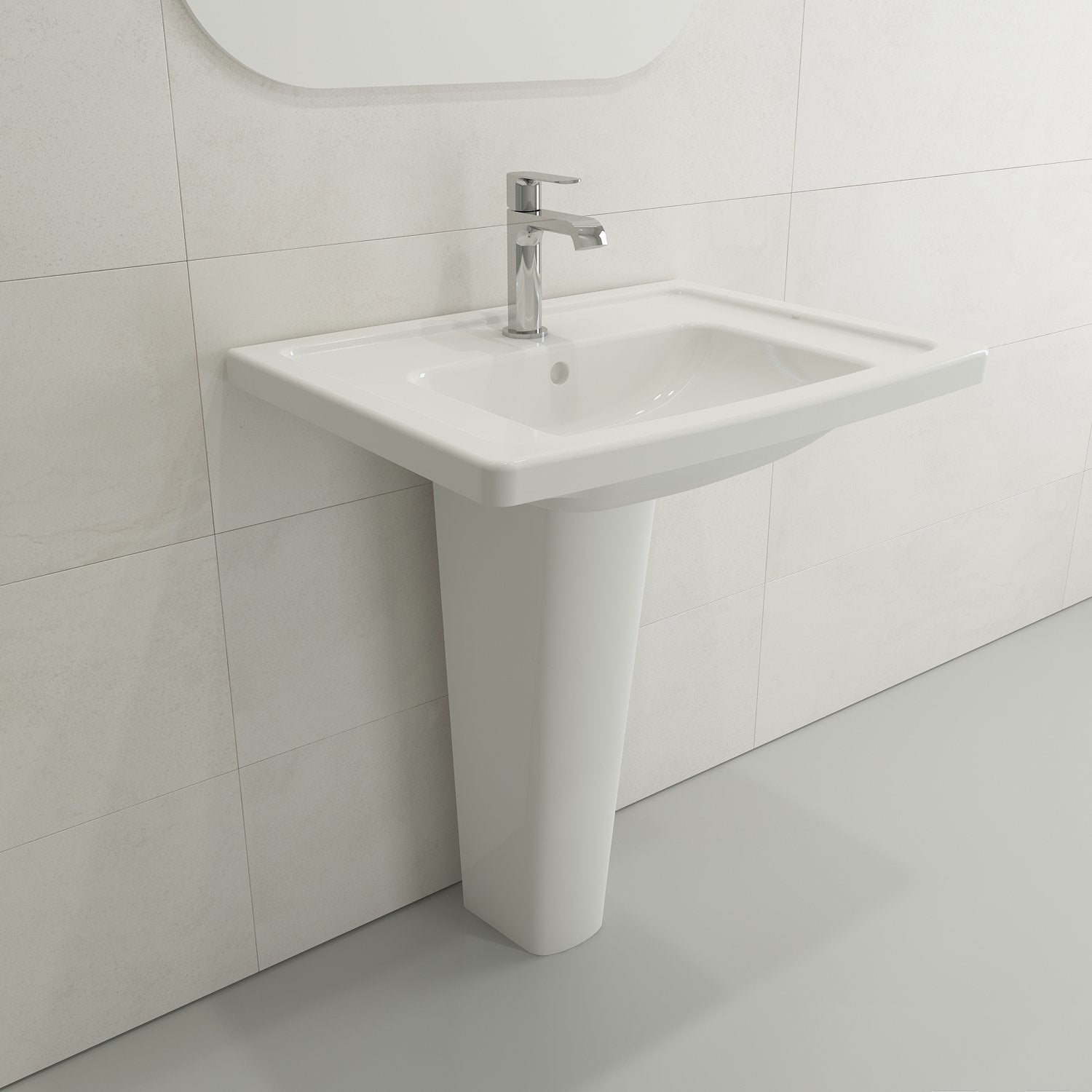 Taormina Wall-Mounted Sink Basin Fireclay 26.25 in. 1-Hole with Overflow 1007