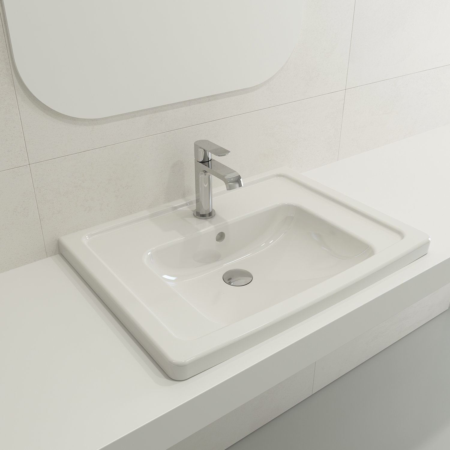 Taormina Wall-Mounted Sink Basin Fireclay 26.25 in. 1-Hole with Overflow 1007