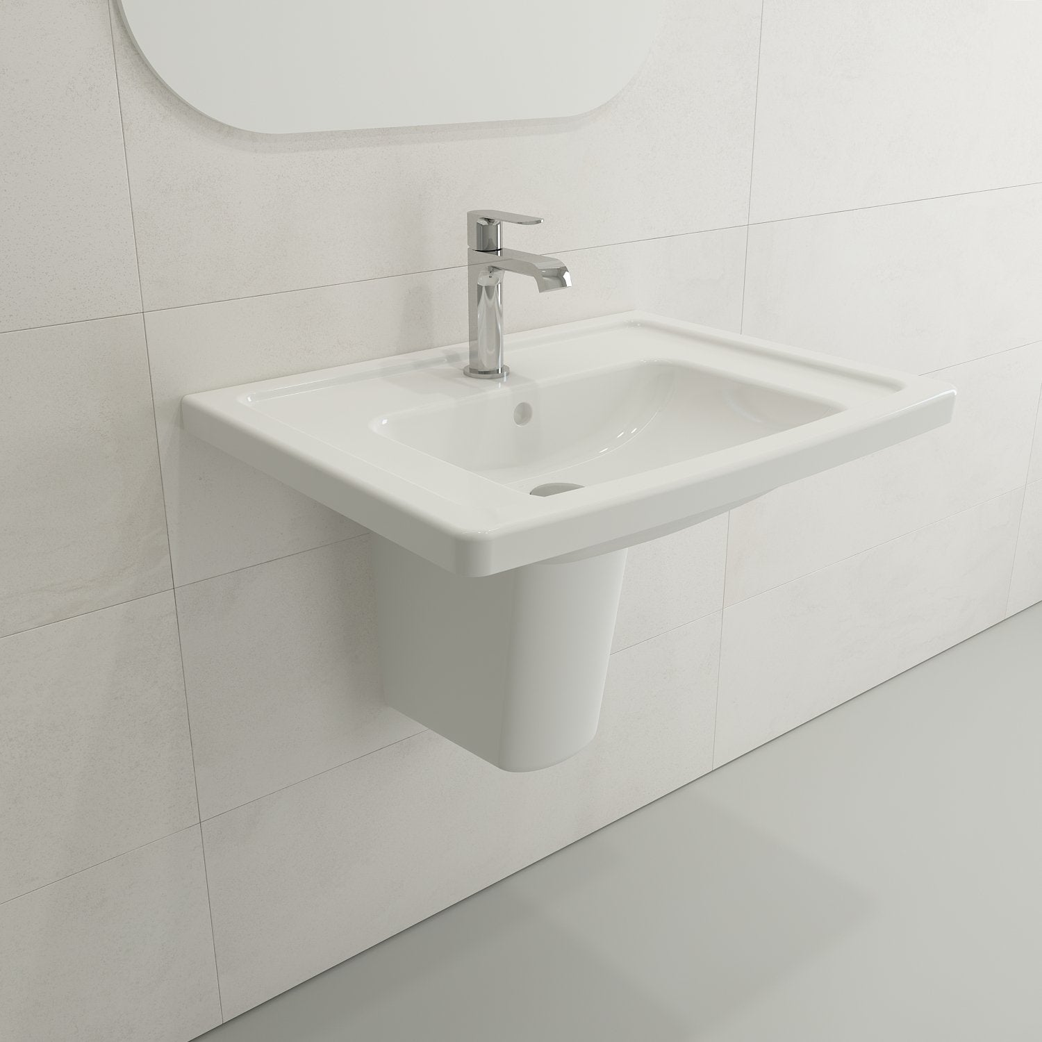 Taormina Wall-Mounted Sink Basin Fireclay 26.25 in. 1-Hole with Overflow 1007