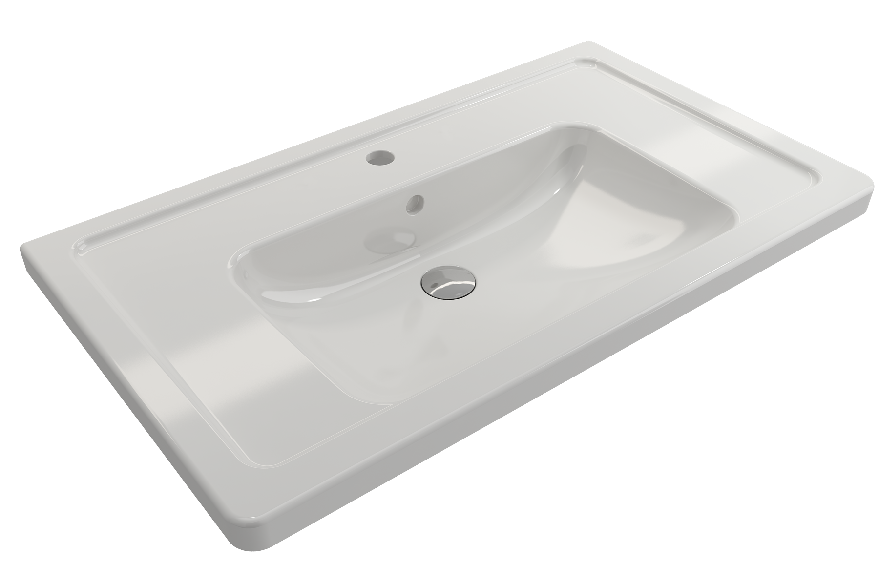 Taormina Wall-Mounted Sink Basin Fireclay 33.75 in. 1-Hole with Overflow 1008