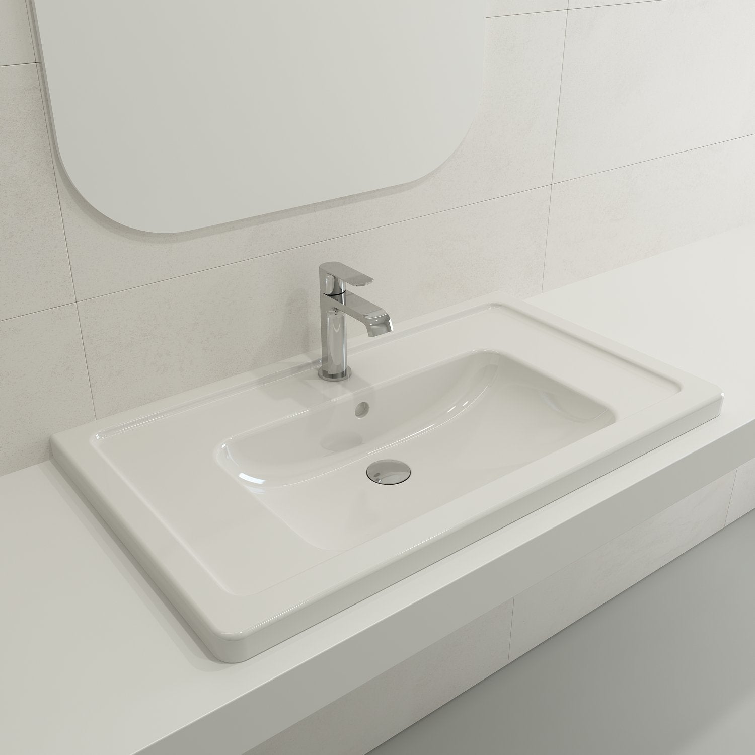 Taormina Wall-Mounted Sink Basin Fireclay 33.75 in. 1-Hole with Overflow 1008