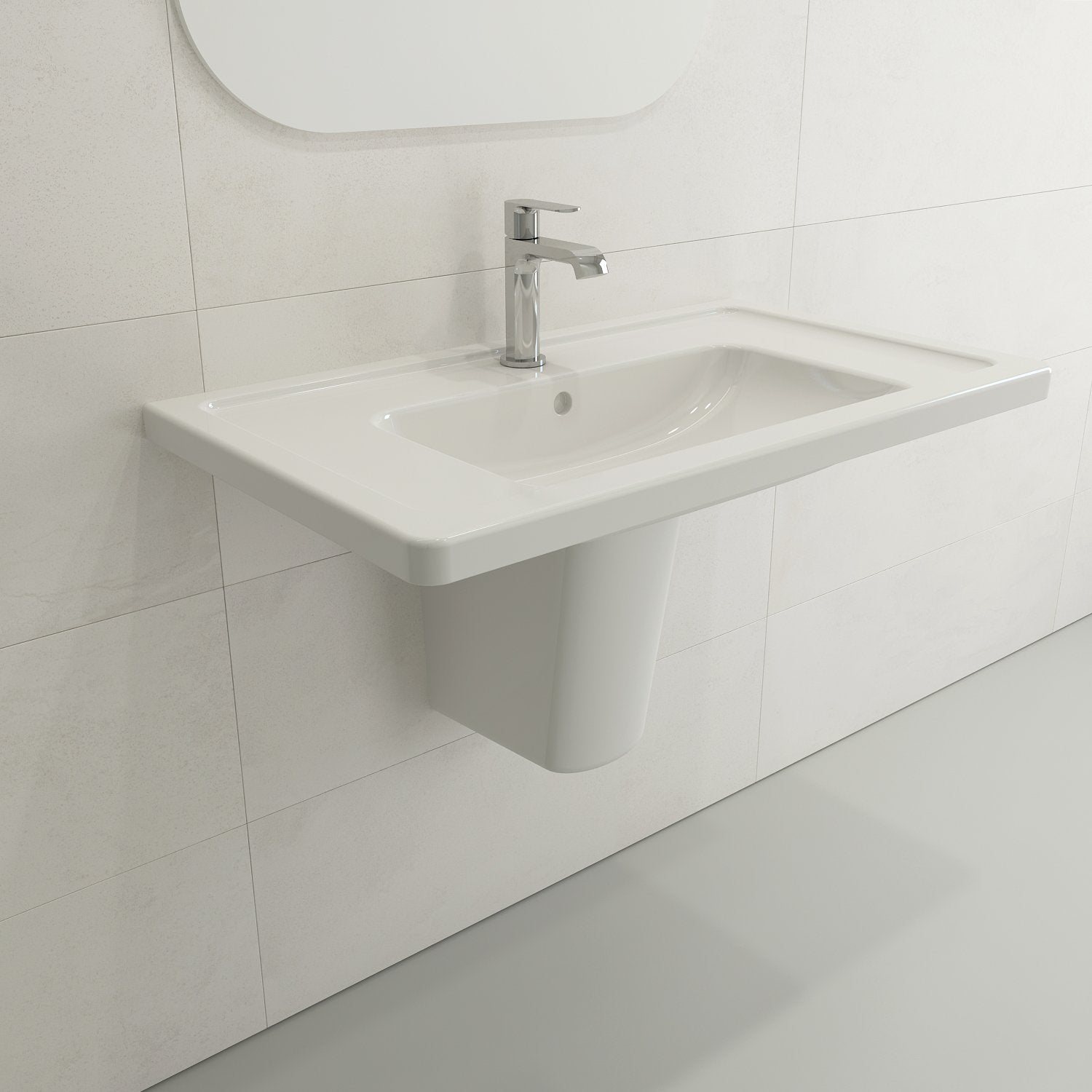 Taormina Wall-Mounted Sink Basin Fireclay 33.75 in. 1-Hole with Overflow 1008