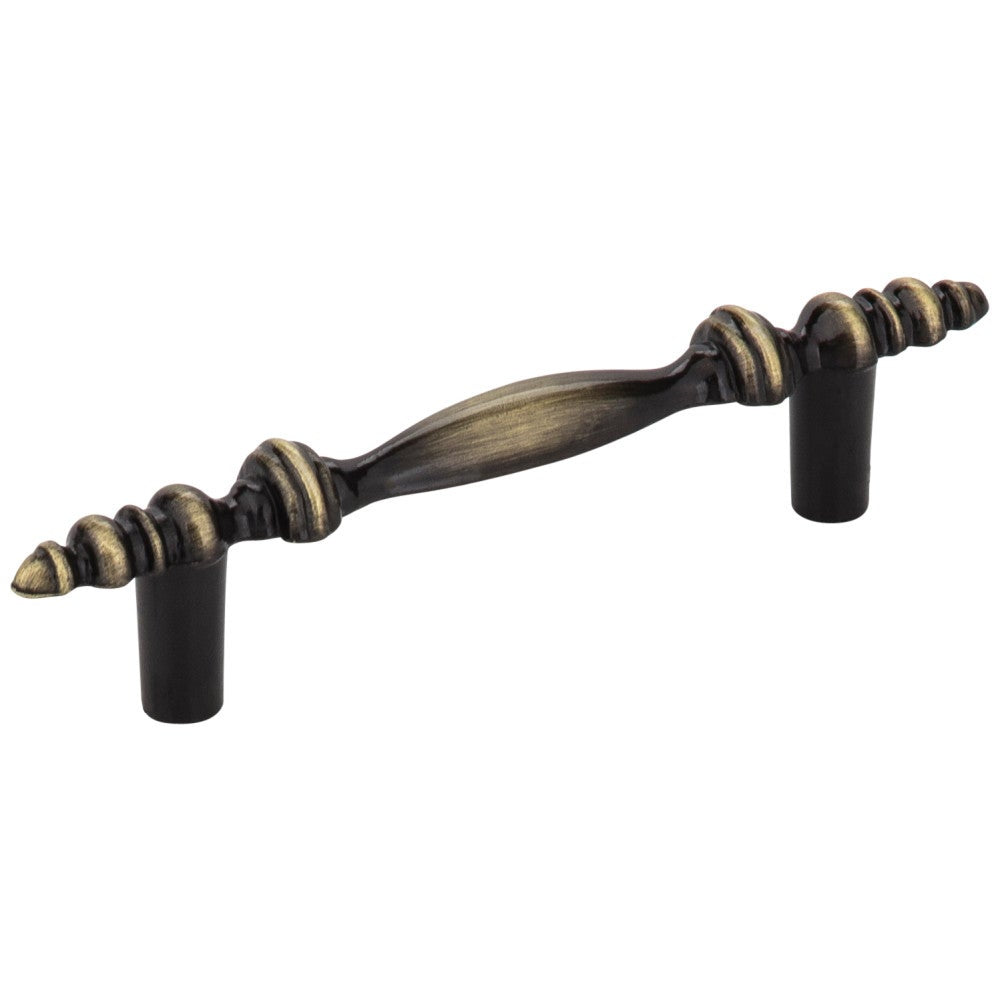 Hardware Resources 3" Center-to-Center Brushed Antique Brass Baroque Kingsport Cabinet Pull