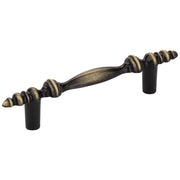 Hardware Resources 3" Center-to-Center Brushed Antique Brass Baroque Kingsport Cabinet Pull