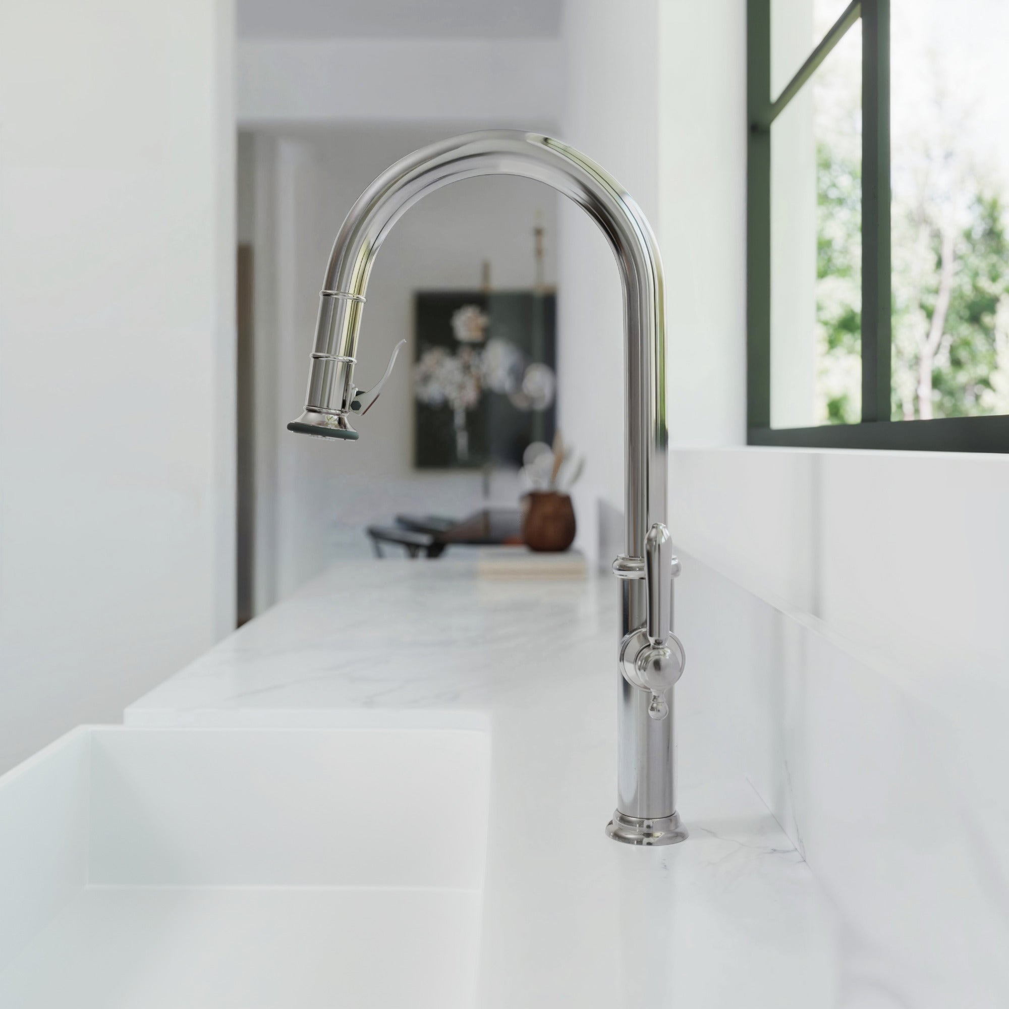 Newport Brass Chesterfield® Pull-Down Kitchen Faucet - Trigger Spray
