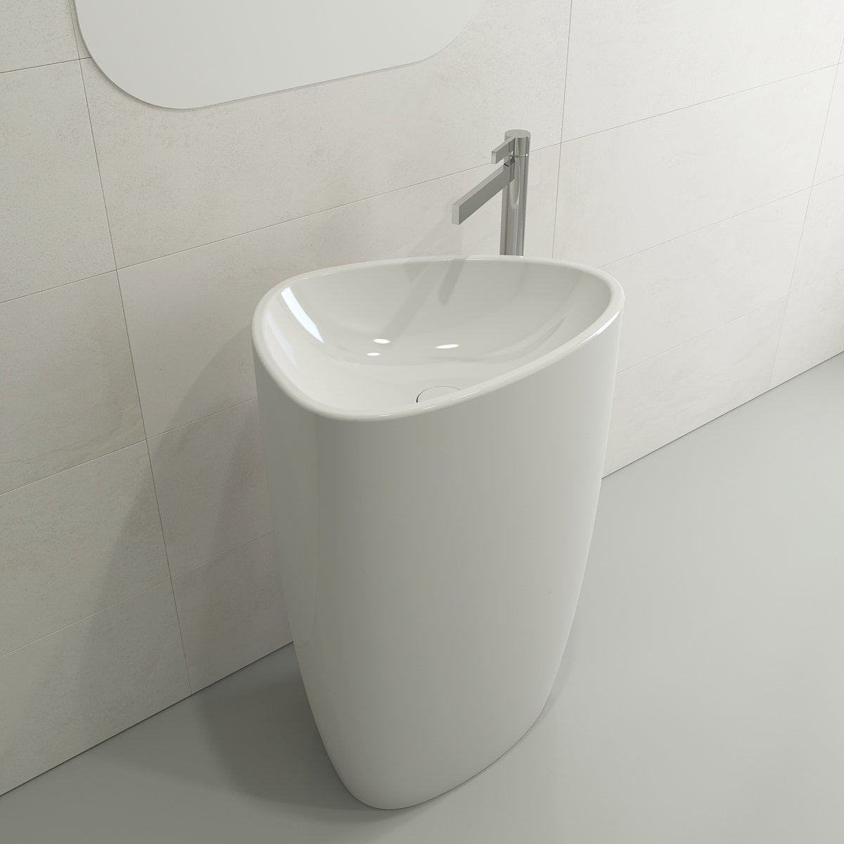 Etna Monoblock Pedestal Sink Fireclay 33.75 in. with Matching Drain Cover 1075