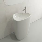 Etna Monoblock Pedestal Sink Fireclay 33.75 in. with Matching Drain Cover 1075