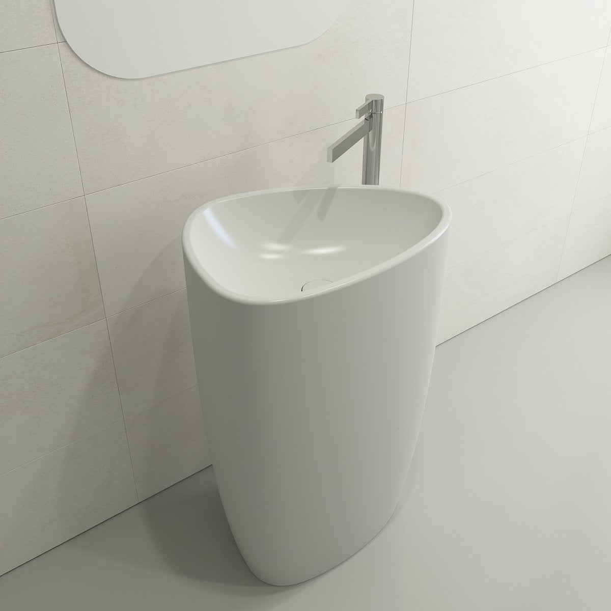 Etna Monoblock Pedestal Sink Fireclay 33.75 in. with Matching Drain Cover 1075