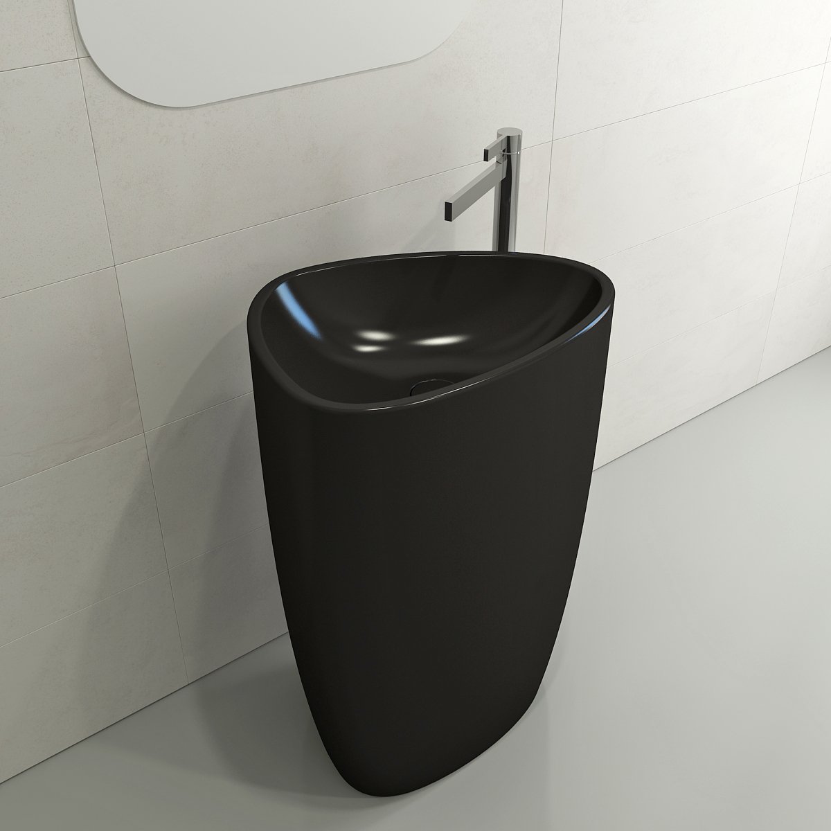 Etna Monoblock Pedestal Sink Fireclay 33.75 in. with Matching Drain Cover 1075