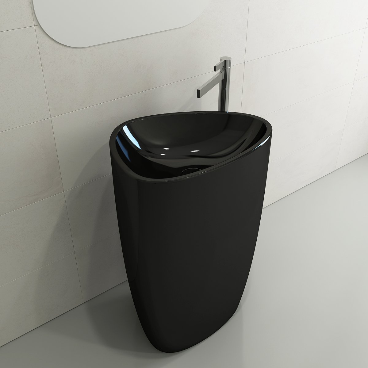 Etna Monoblock Pedestal Sink Fireclay 33.75 in. with Matching Drain Cover 1075