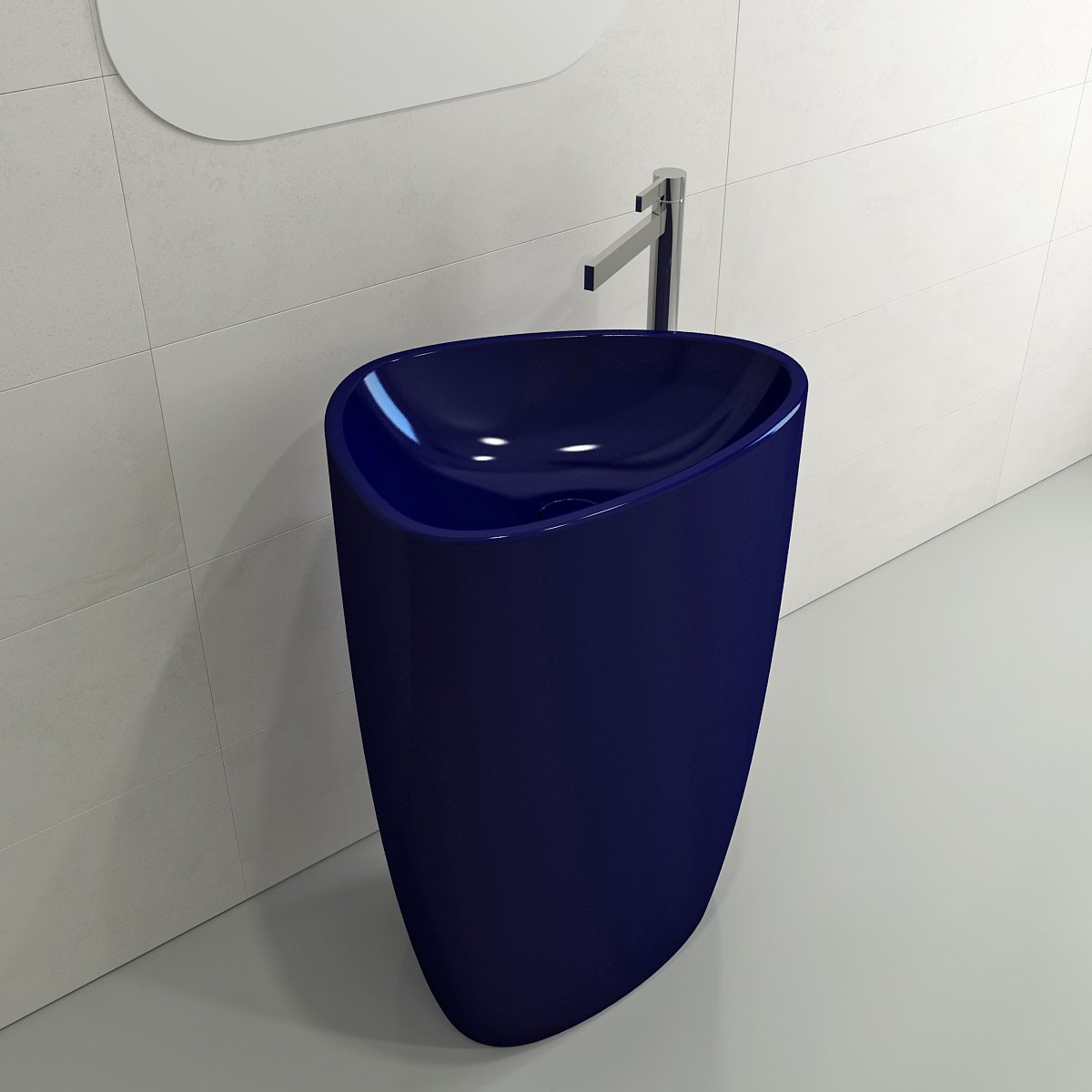 Etna Monoblock Pedestal Sink Fireclay 33.75 in. with Matching Drain Cover 1075