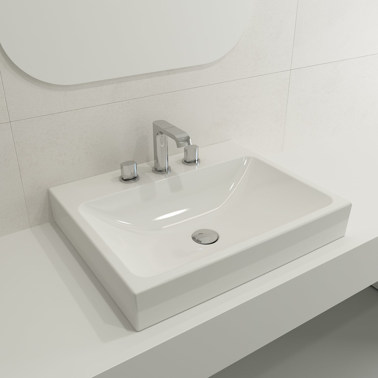 Scala Arch Wall-Mounted Sink Fireclay 23.75 in. 3-Hole 1077