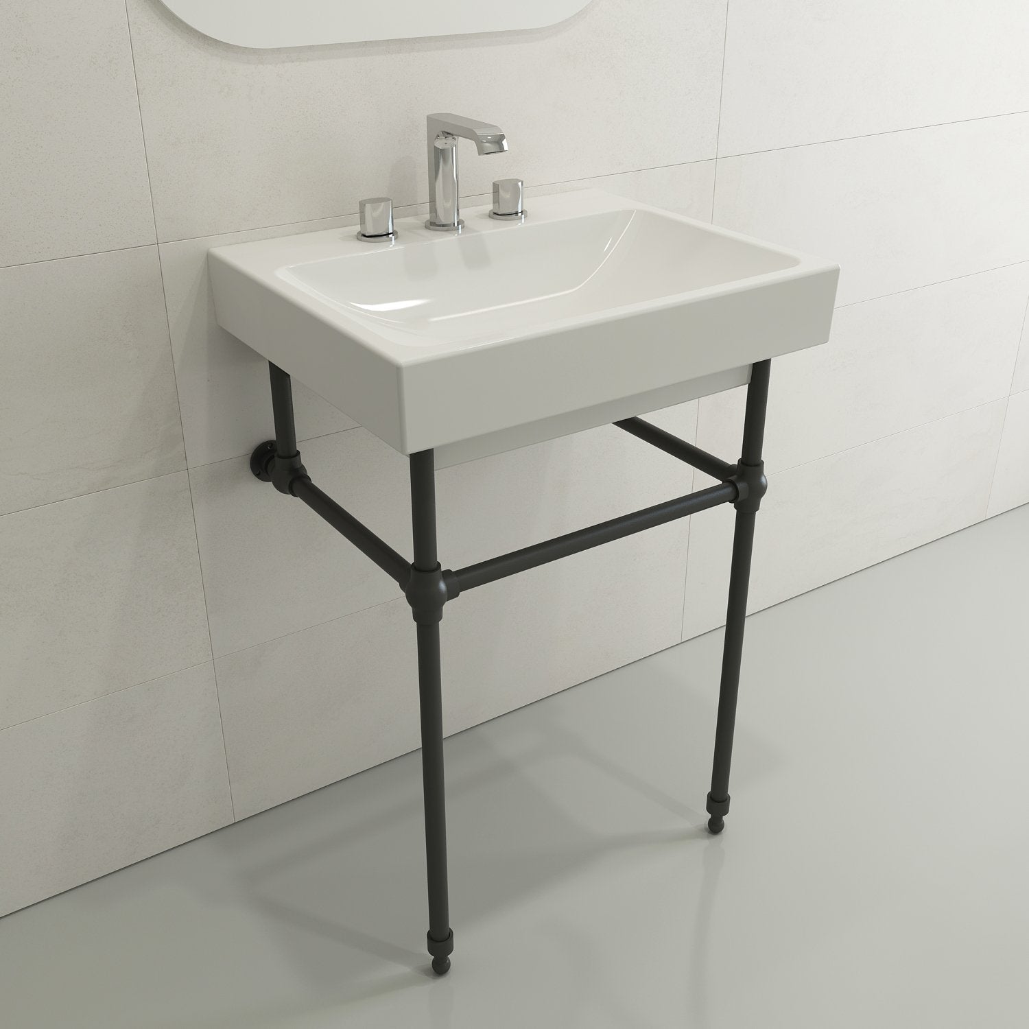 Scala Arch Wall-Mounted Sink Fireclay 23.75 in. 3-Hole 1077
