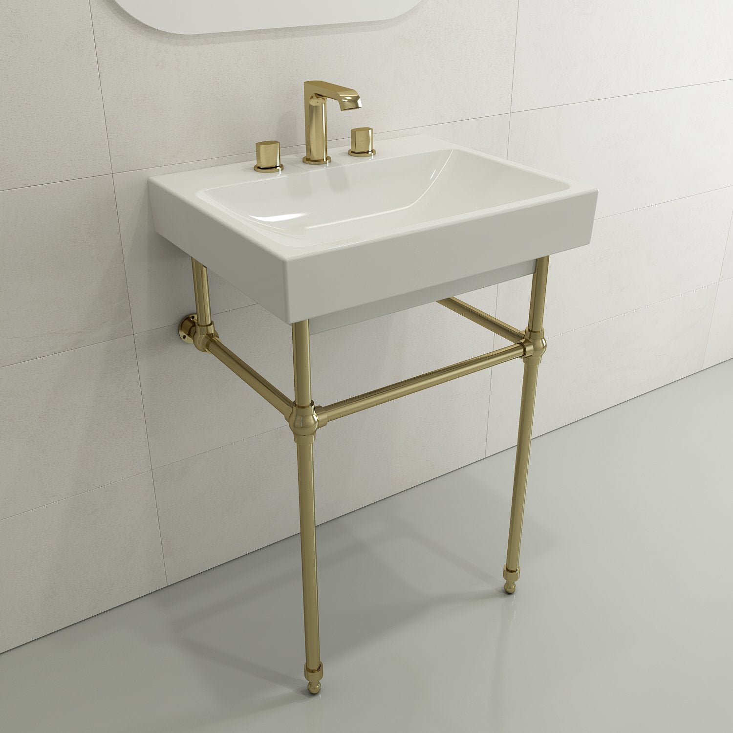 Scala Arch Wall-Mounted Sink Fireclay 23.75 in. 3-Hole 1077