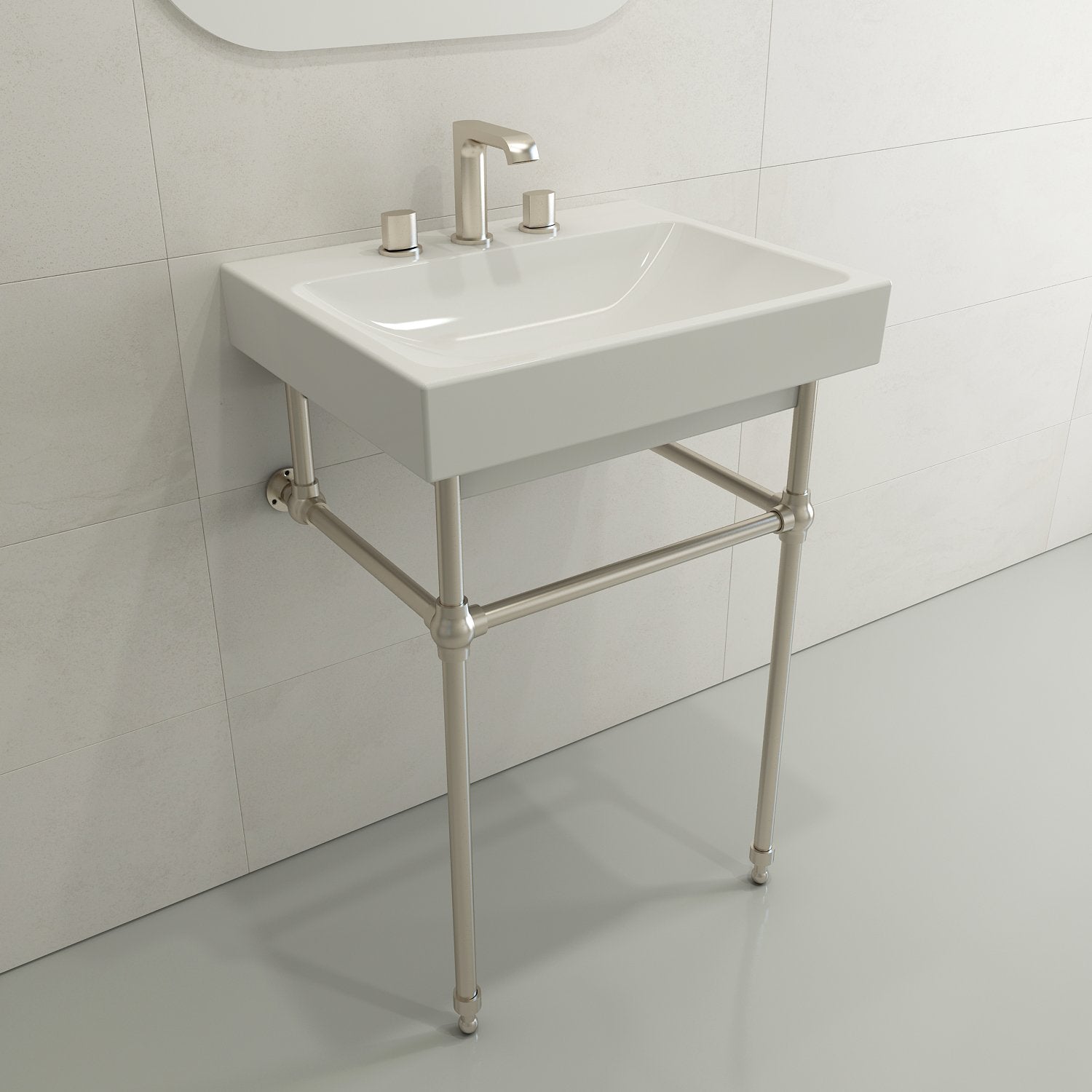 Scala Arch Wall-Mounted Sink Fireclay 23.75 in. 3-Hole 1077