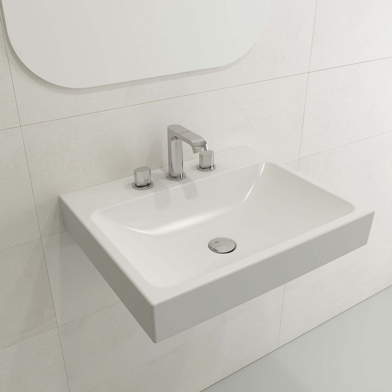 Scala Arch Wall-Mounted Sink Fireclay 23.75 in. 3-Hole 1077