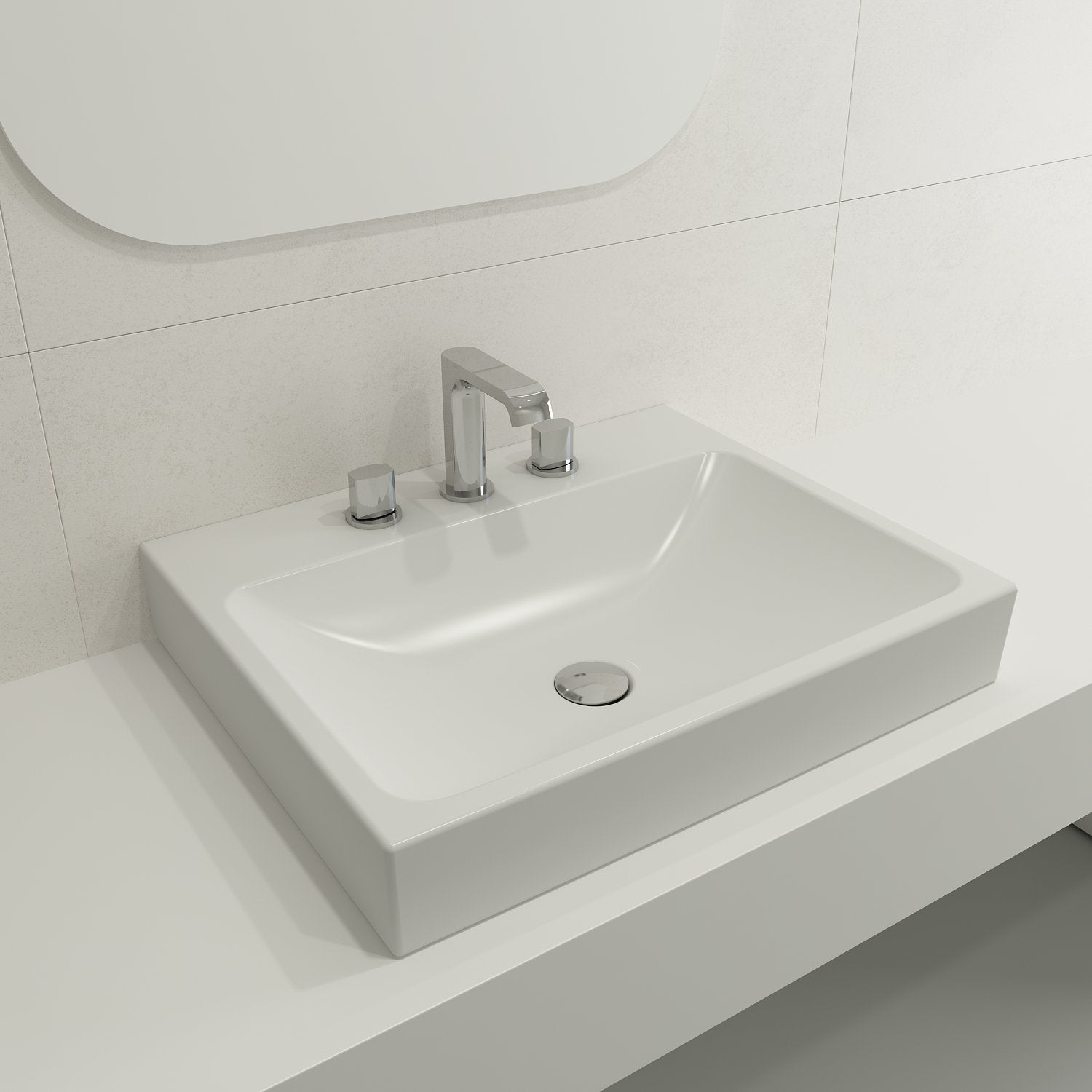 Scala Arch Wall-Mounted Sink Fireclay 23.75 in. 3-Hole 1077