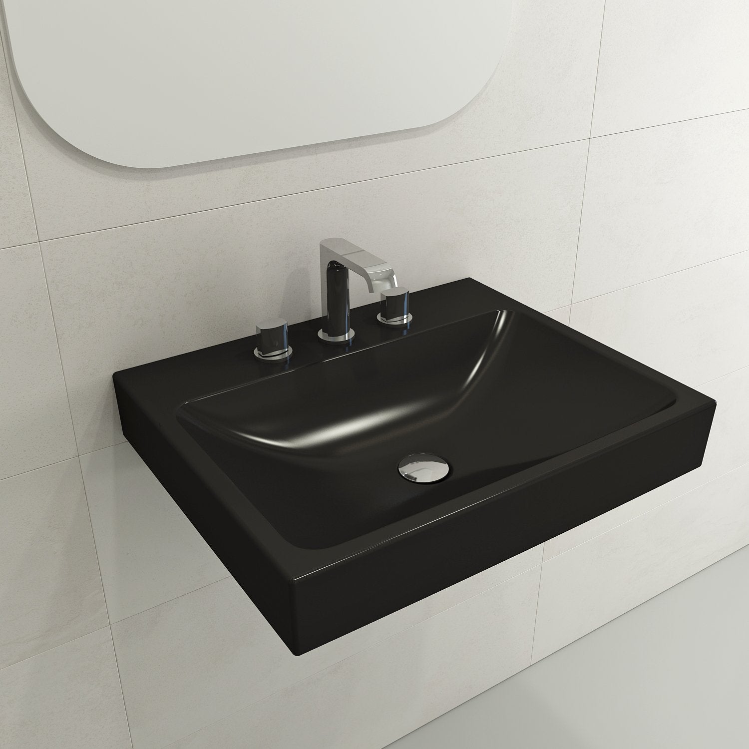 Scala Arch Wall-Mounted Sink Fireclay 23.75 in. 3-Hole 1077