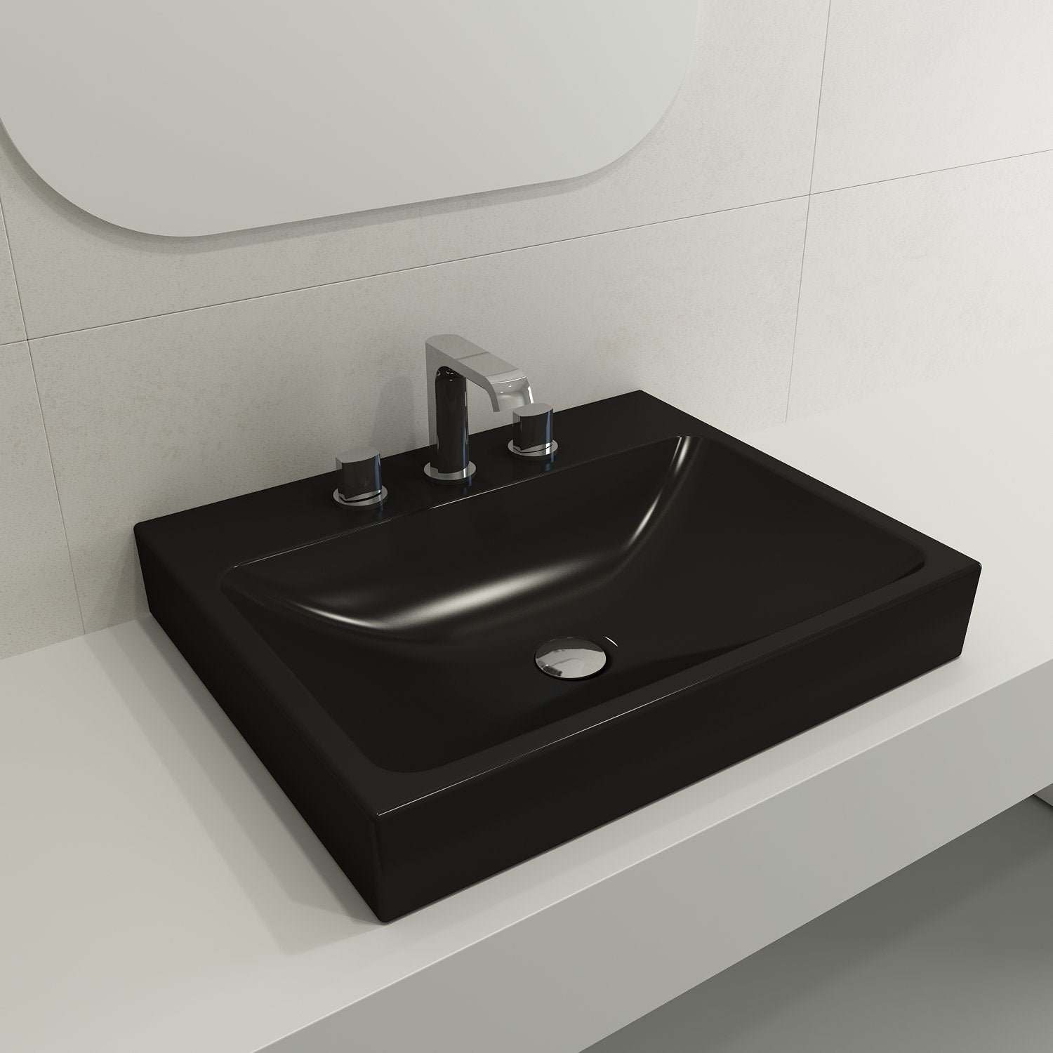 Scala Arch Wall-Mounted Sink Fireclay 23.75 in. 3-Hole 1077