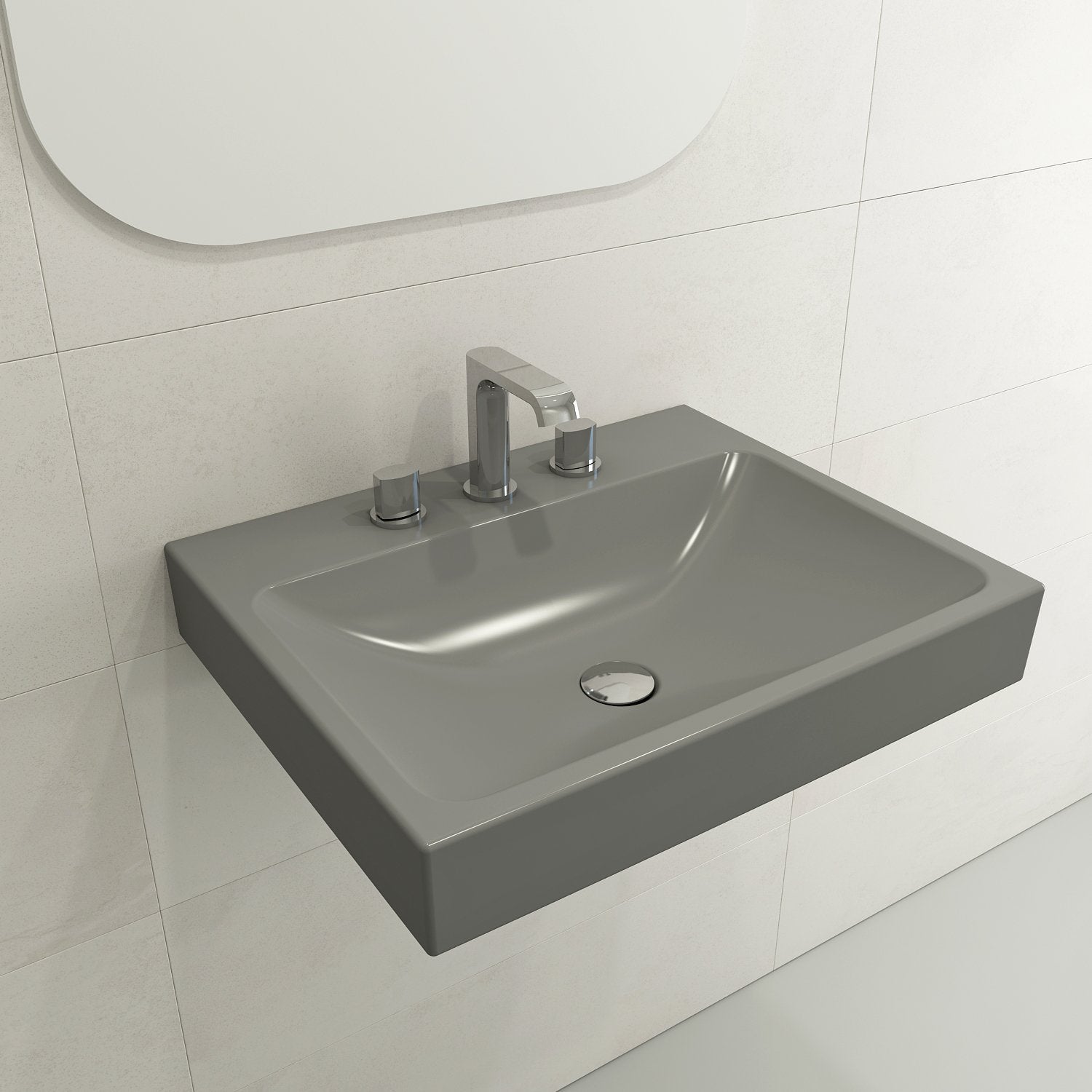 Scala Arch Wall-Mounted Sink Fireclay 23.75 in. 3-Hole 1077