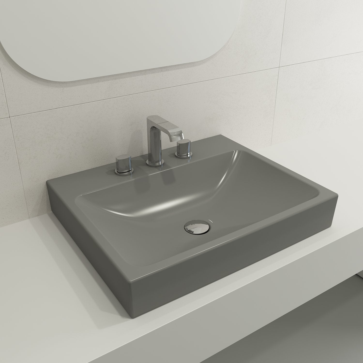 Scala Arch Wall-Mounted Sink Fireclay 23.75 in. 3-Hole 1077
