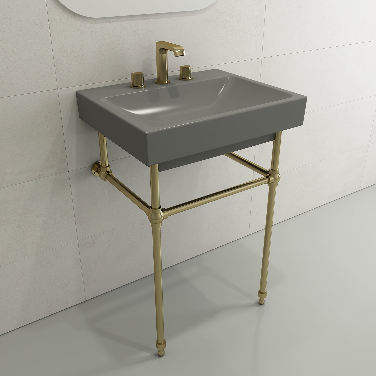 Scala Arch Wall-Mounted Sink Fireclay 23.75 in. 3-Hole 1077