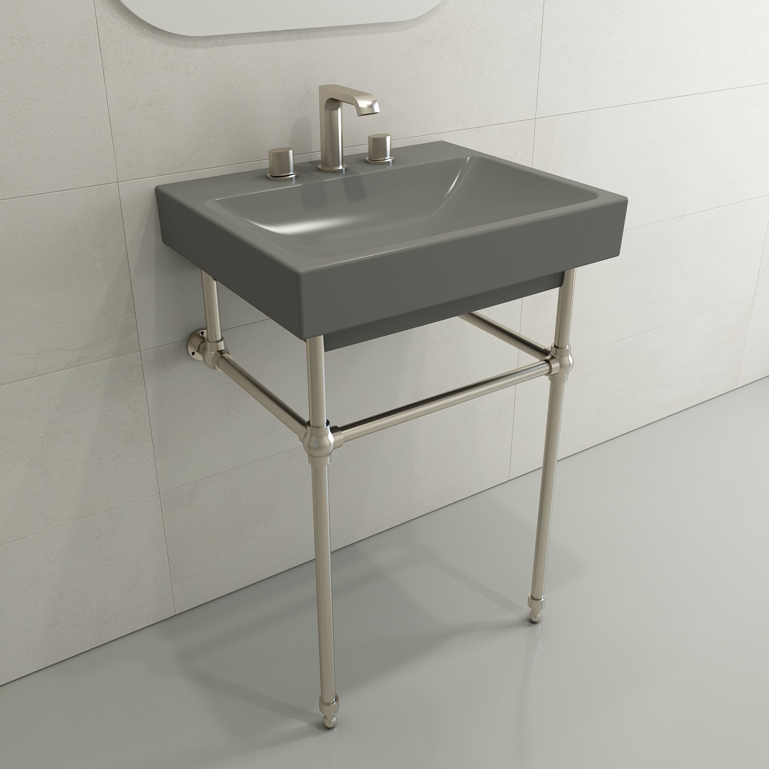 Scala Arch Wall-Mounted Sink Fireclay 23.75 in. 3-Hole 1077