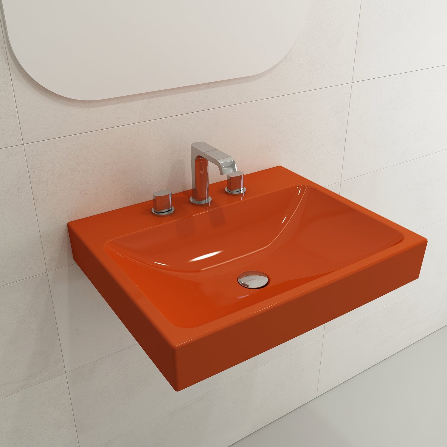 Scala Arch Wall-Mounted Sink Fireclay 23.75 in. 3-Hole 1077