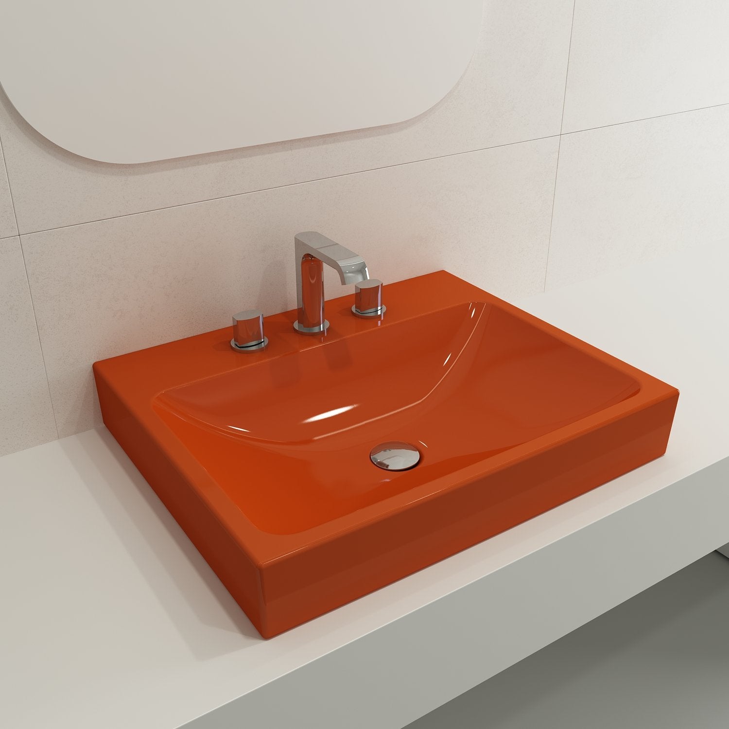 Scala Arch Wall-Mounted Sink Fireclay 23.75 in. 3-Hole 1077