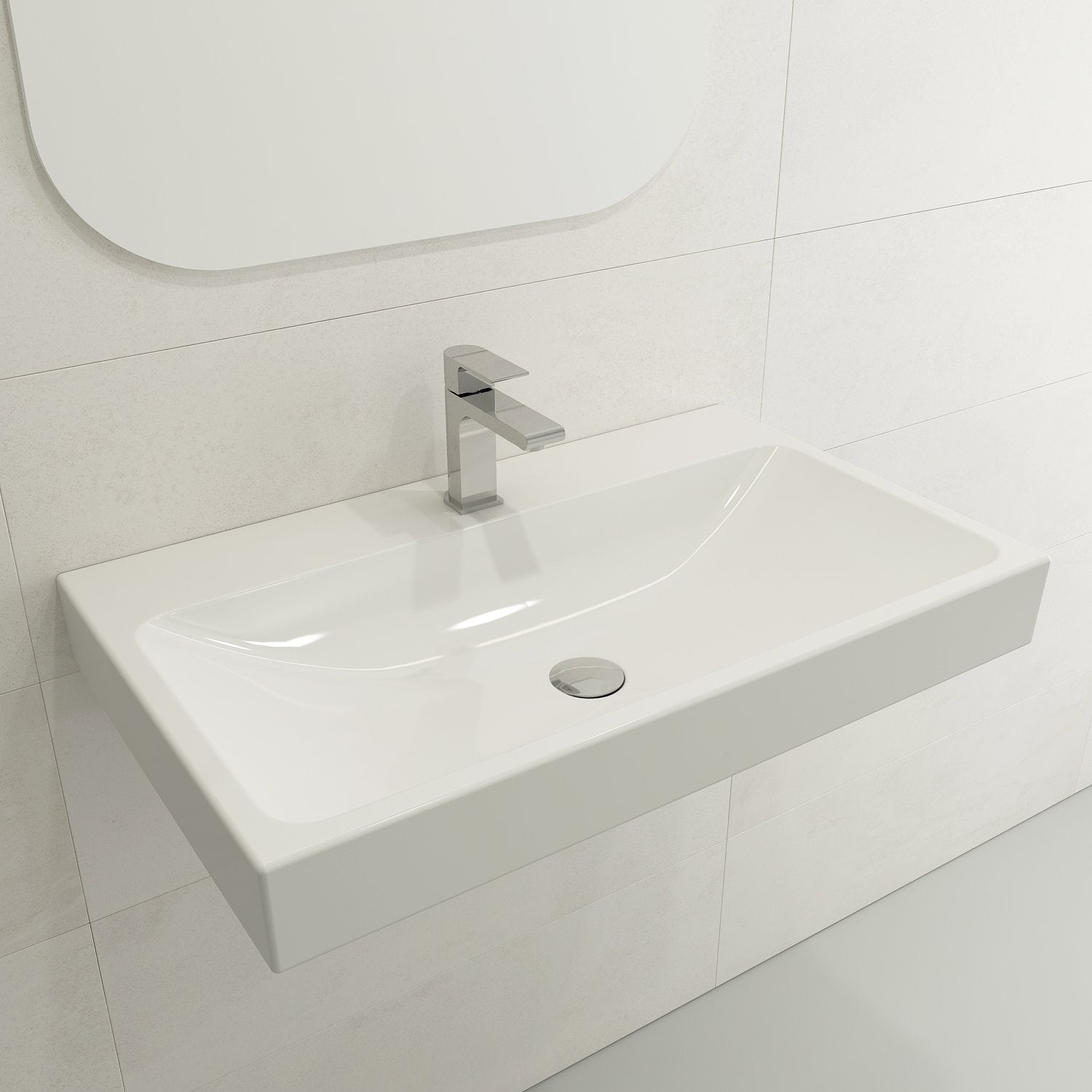 Scala Arch Wall-Mounted Sink Fireclay 32 in. 1-Hole 1078