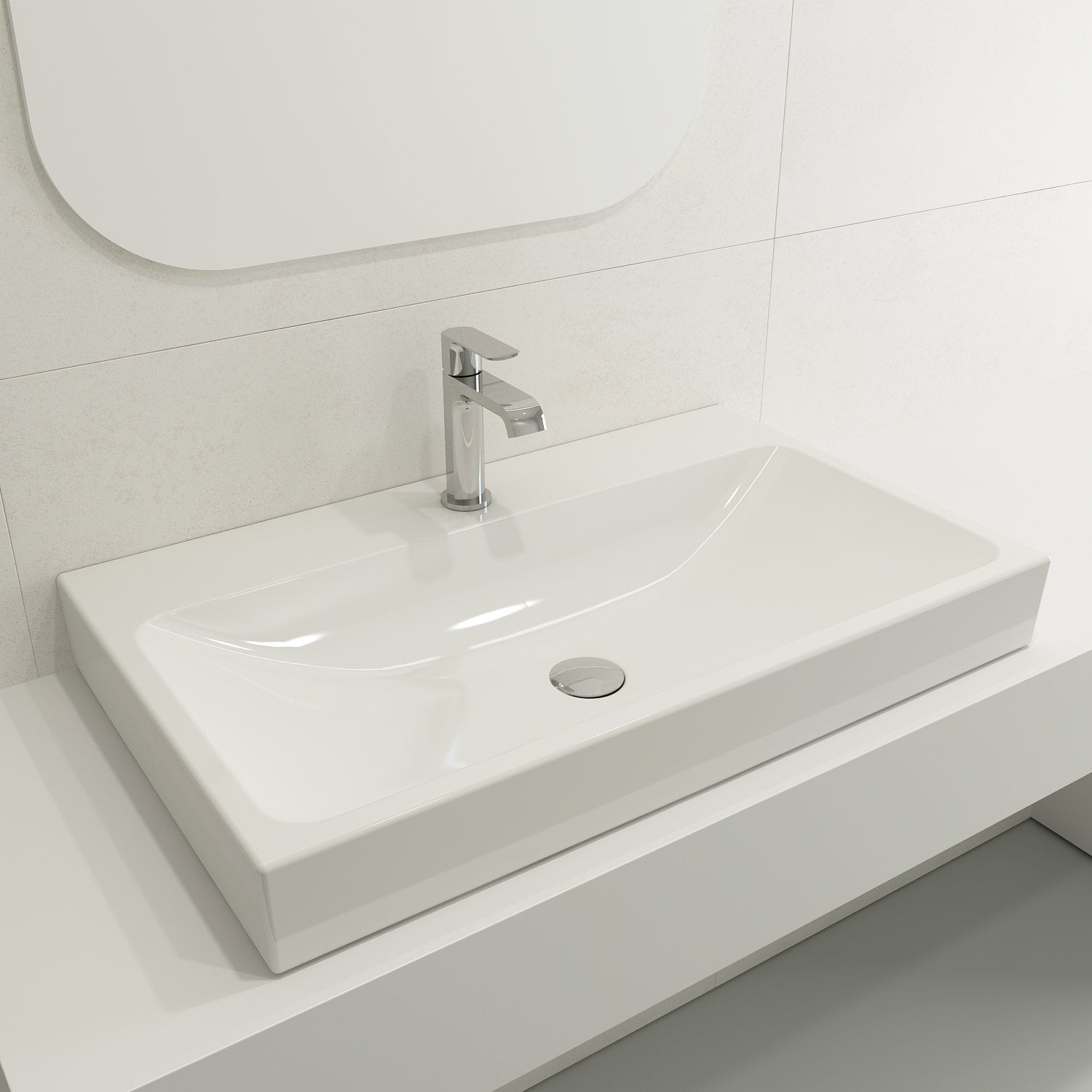 Scala Arch Wall-Mounted Sink Fireclay 32 in. 1-Hole 1078