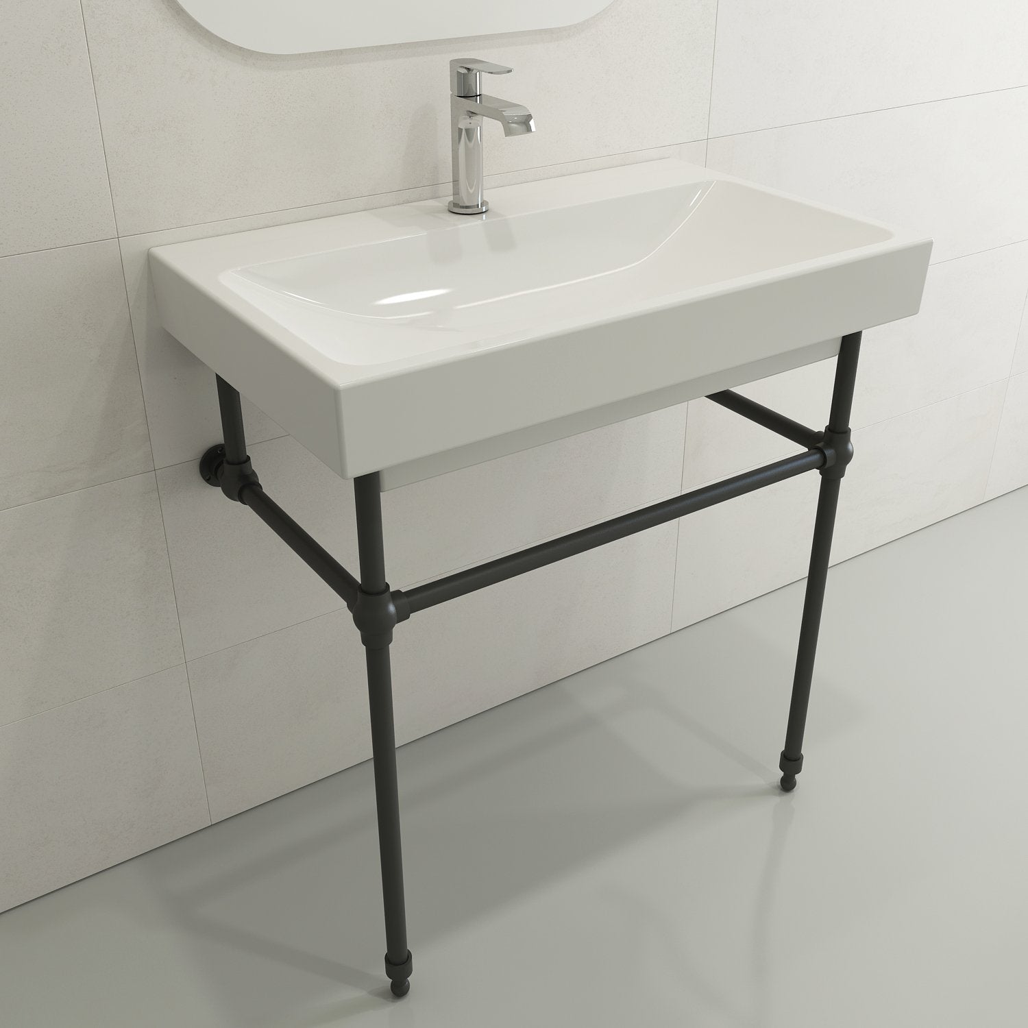Scala Arch Wall-Mounted Sink Fireclay 32 in. 1-Hole 1078