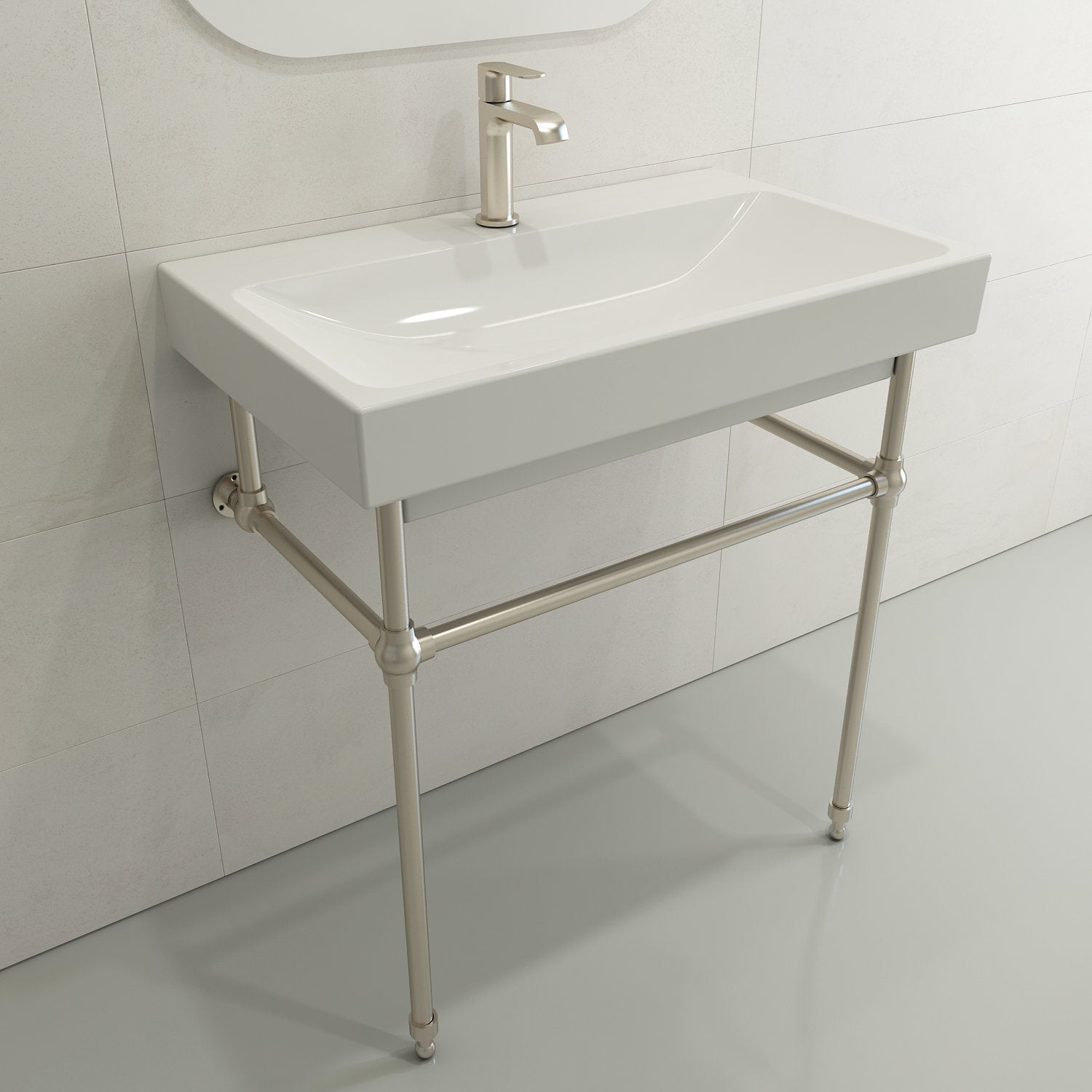 Scala Arch Wall-Mounted Sink Fireclay 32 in. 1-Hole 1078