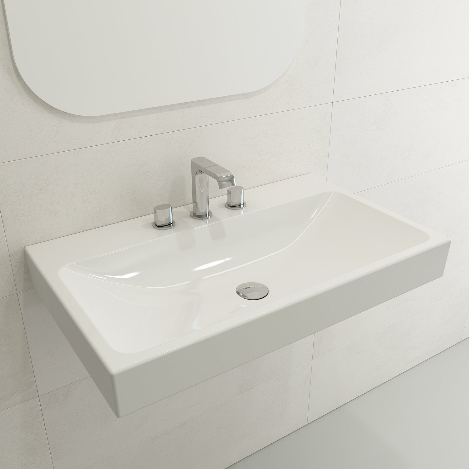 Scala Arch Wall-Mounted Sink Fireclay 32 in. 3-Hole 1078