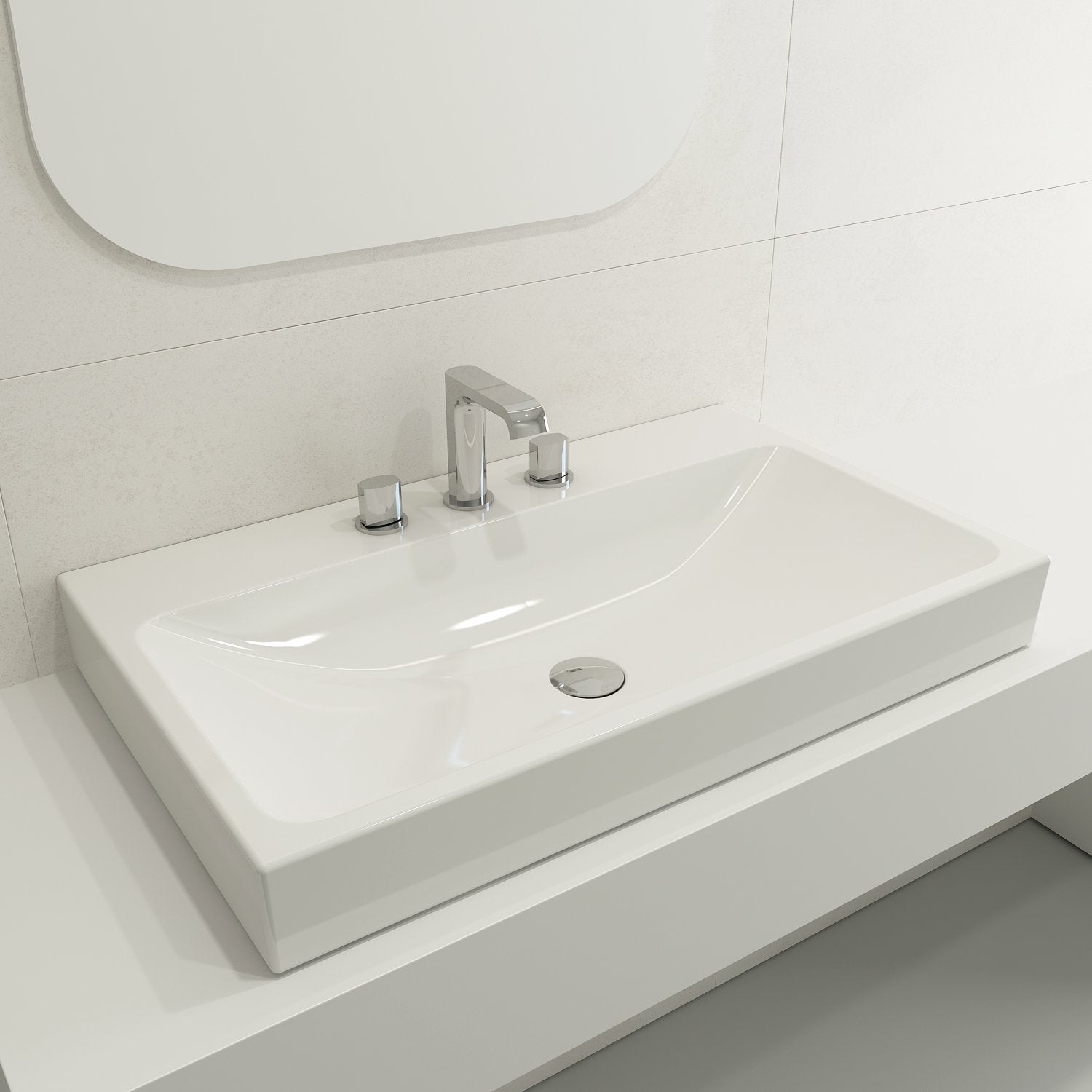 Scala Arch Wall-Mounted Sink Fireclay 32 in. 3-Hole 1078