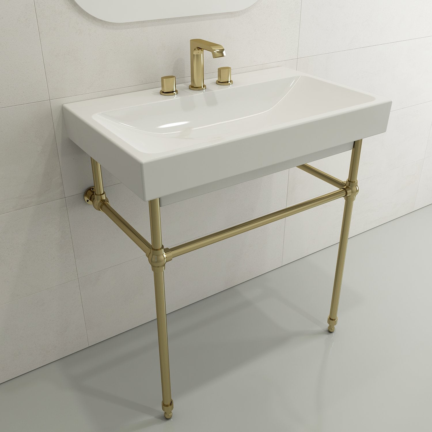 Scala Arch Wall-Mounted Sink Fireclay 32 in. 3-Hole 1078