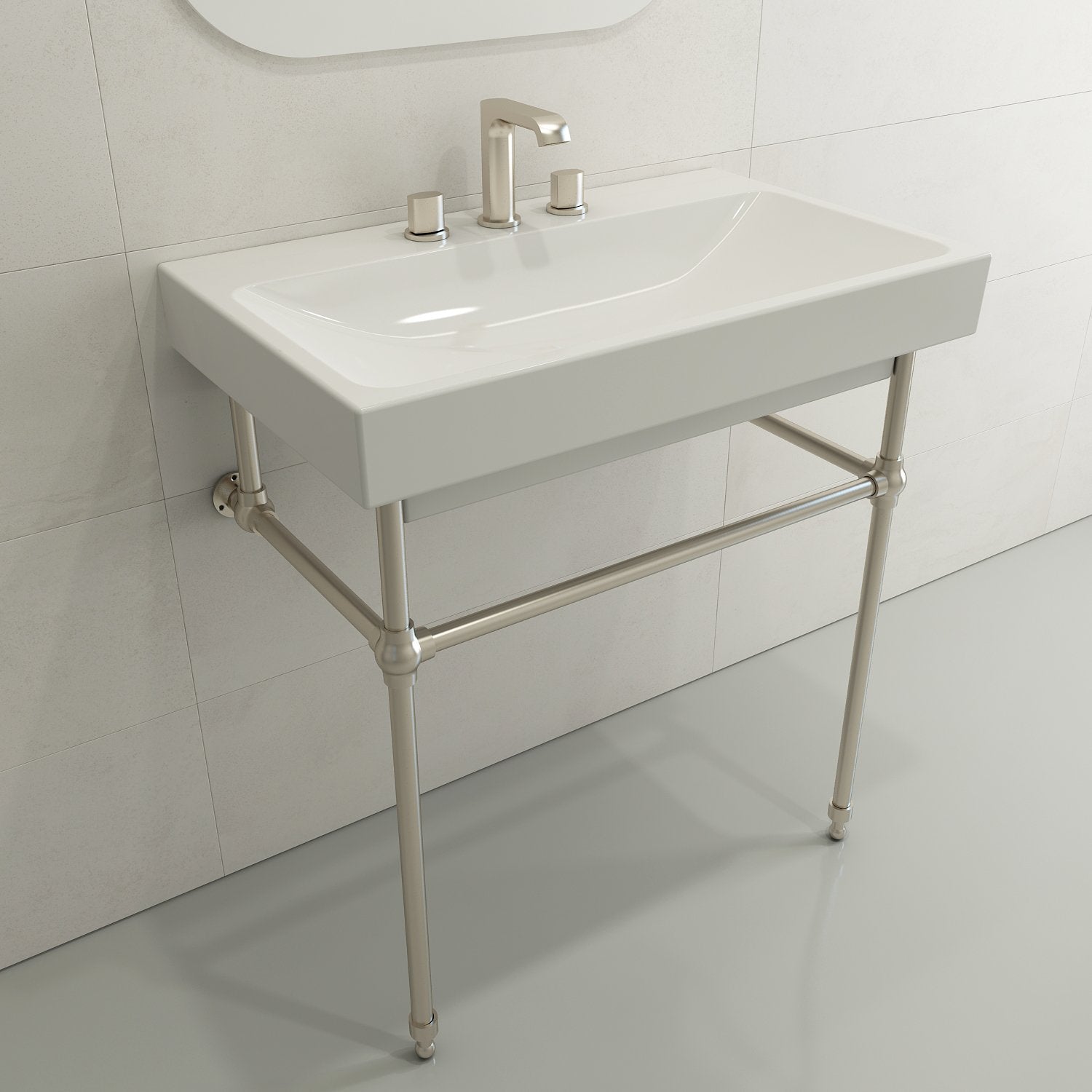 Scala Arch Wall-Mounted Sink Fireclay 32 in. 3-Hole 1078