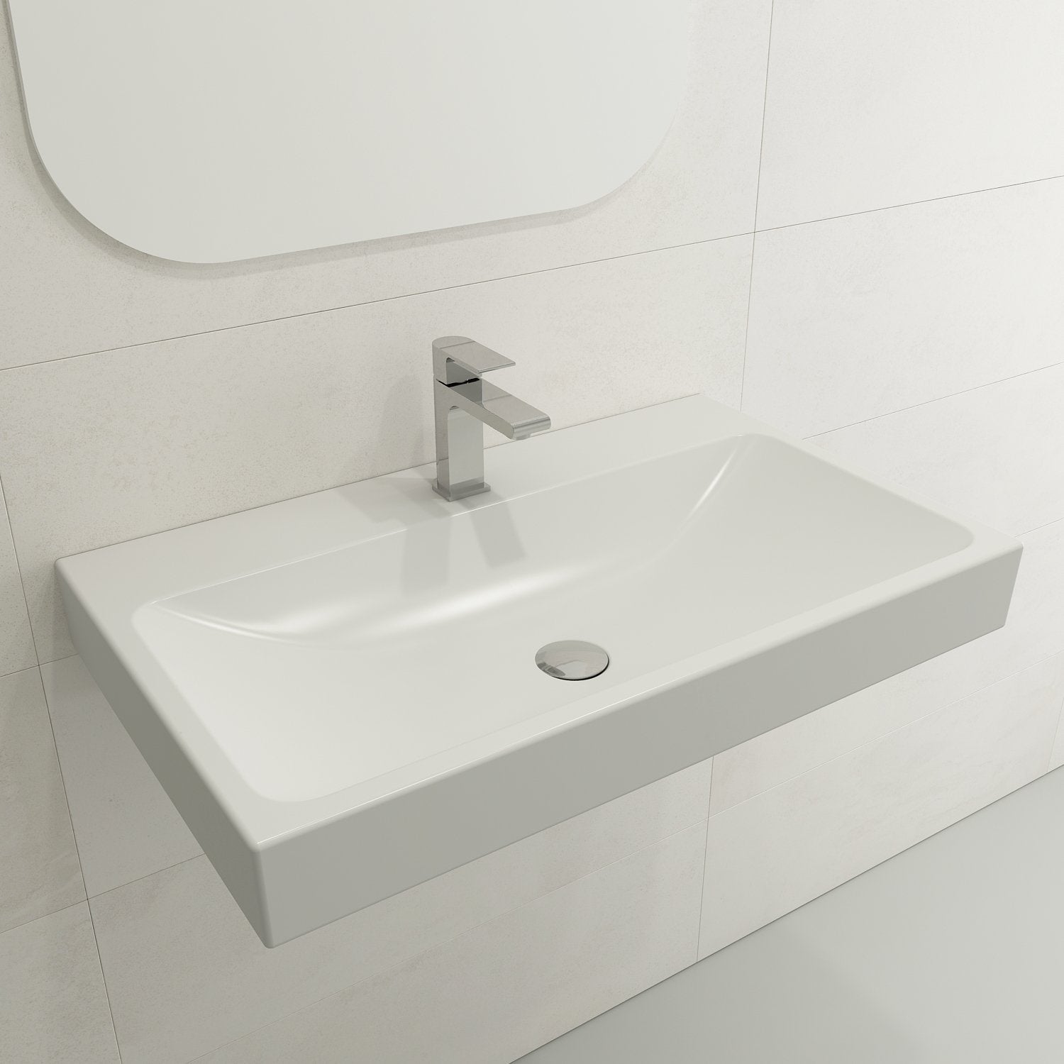 Scala Arch Wall-Mounted Sink Fireclay 32 in. 1-Hole 1078