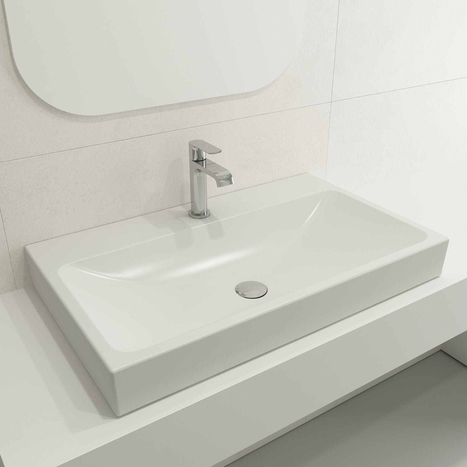 Scala Arch Wall-Mounted Sink Fireclay 32 in. 1-Hole 1078