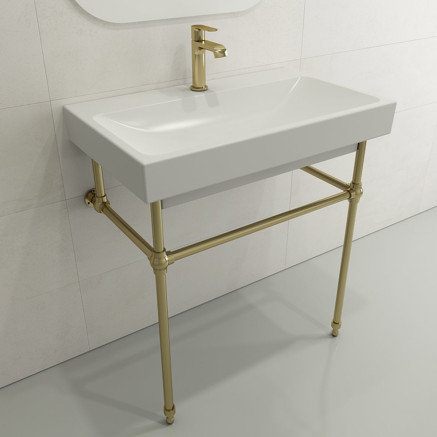 Scala Arch Wall-Mounted Sink Fireclay 32 in. 1-Hole 1078