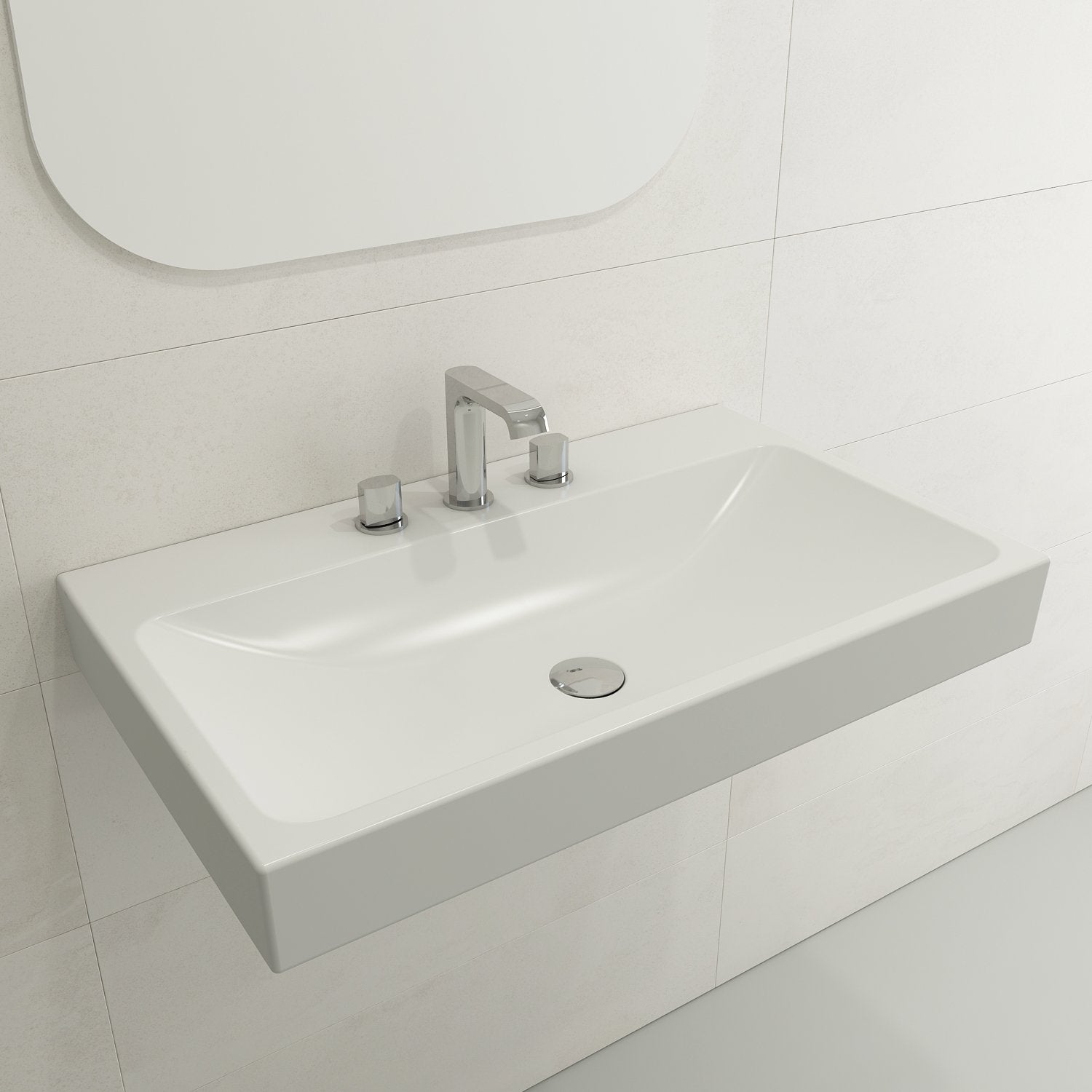 Scala Arch Wall-Mounted Sink Fireclay 32 in. 3-Hole 1078
