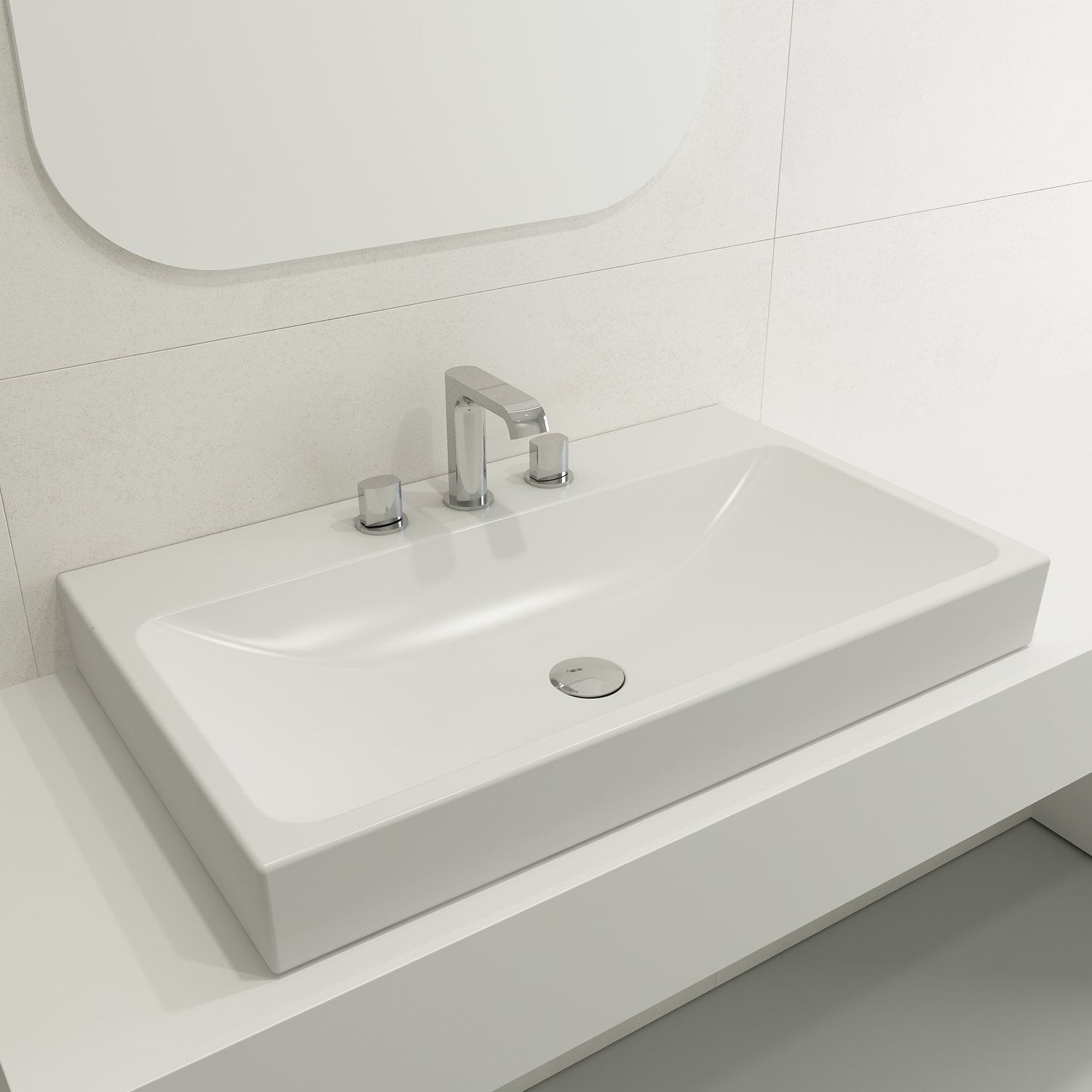 Scala Arch Wall-Mounted Sink Fireclay 32 in. 3-Hole 1078